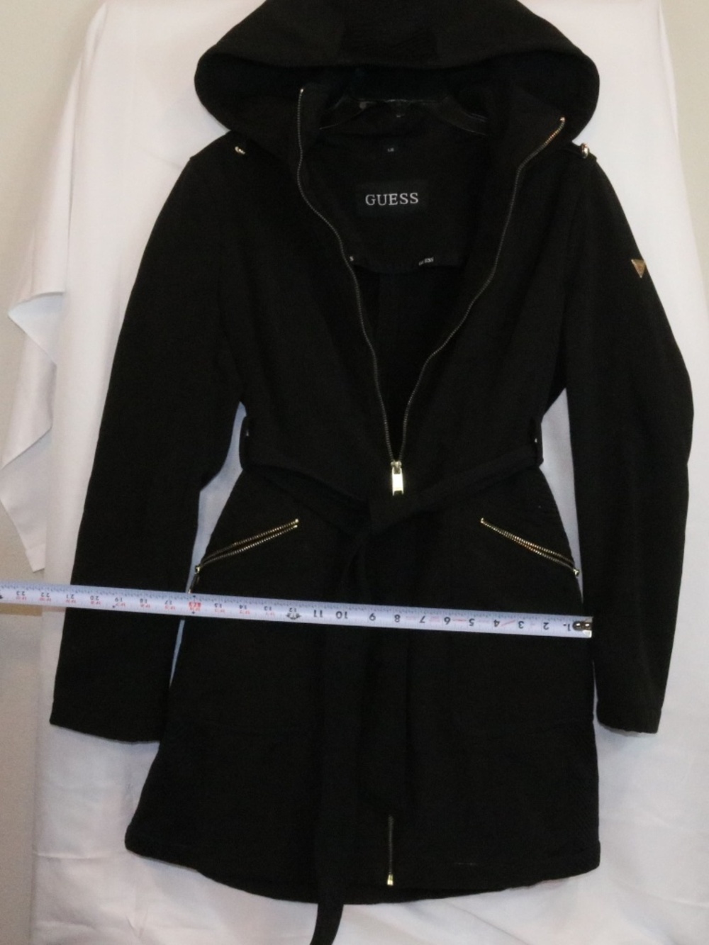 GUESS Women's Softshell Coat with Hood - Large Logoed ,Black. Ex. Condition! - Picture 4 of 11